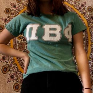 Teal Pi Beta Phi t-shirt letters